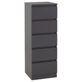 Wooden Chest Of 5 Drawers Narrow - Malvern