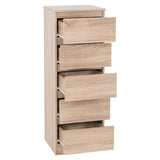 Wooden Chest Of 5 Drawers Narrow - Malvern