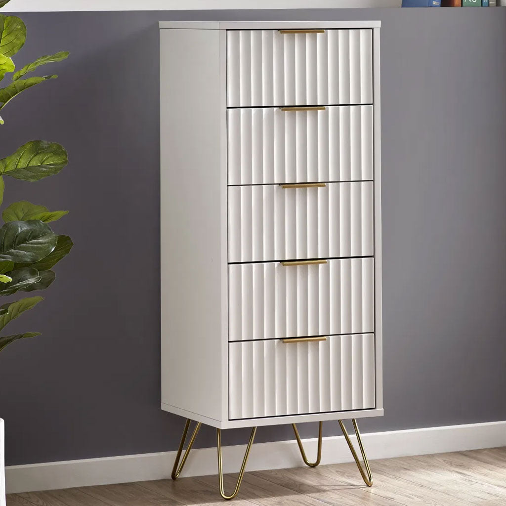 Wooden Chest Of 5 Drawers Narrow - Murano