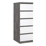Wooden Chest Of 5 Drawers Narrow - Naia