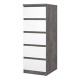 Wooden Chest Of 5 Drawers Narrow - Naia