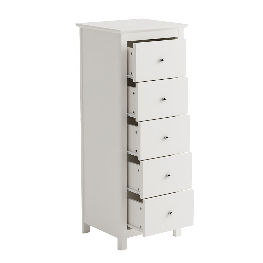 Wooden Chest Of 5 Drawers Narrow - Nairn
