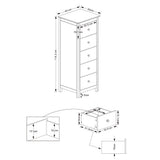Wooden Chest Of 5 Drawers Narrow - Nairn