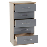 Wooden Chest Of 5 Drawers Narrow - Nevada