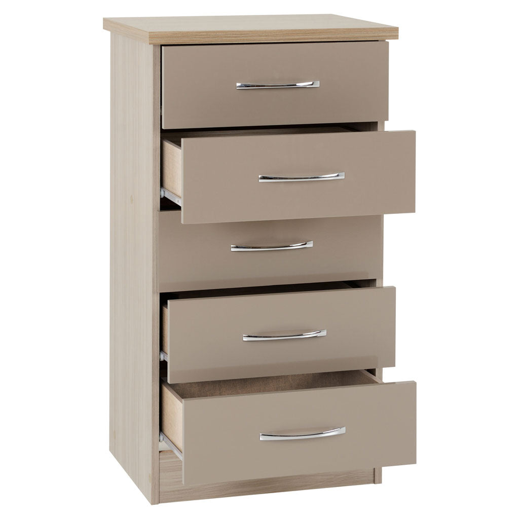 Wooden Chest Of 5 Drawers Narrow - Nevada