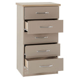 Wooden Chest Of 5 Drawers Narrow - Nevada