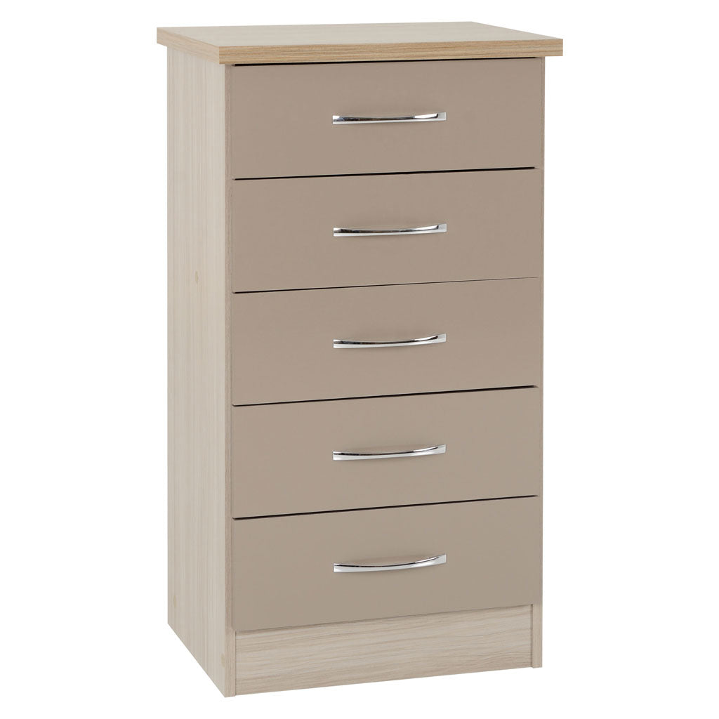 Wooden Chest Of 5 Drawers Narrow - Nevada
