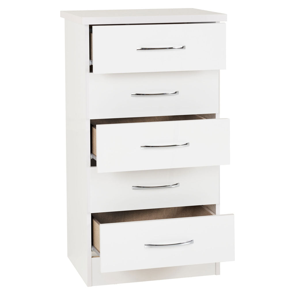 Wooden Chest Of 5 Drawers Narrow - Nevada