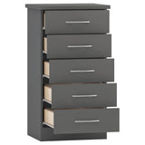 Wooden Chest Of 5 Drawers Narrow - Nevada