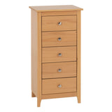 Wooden Chest Of 5 Drawers Narrow - Oslo