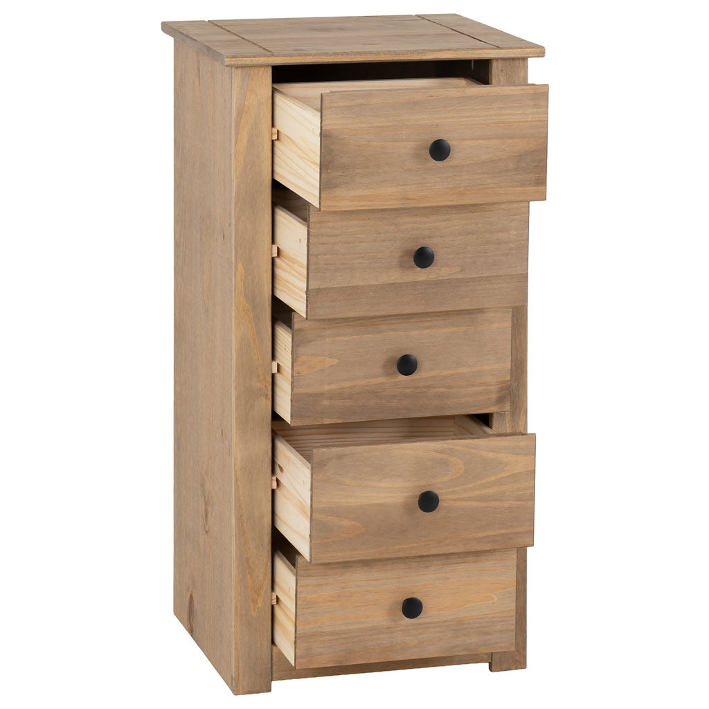 Wooden Chest Of 5 Drawers Narrow - Panama