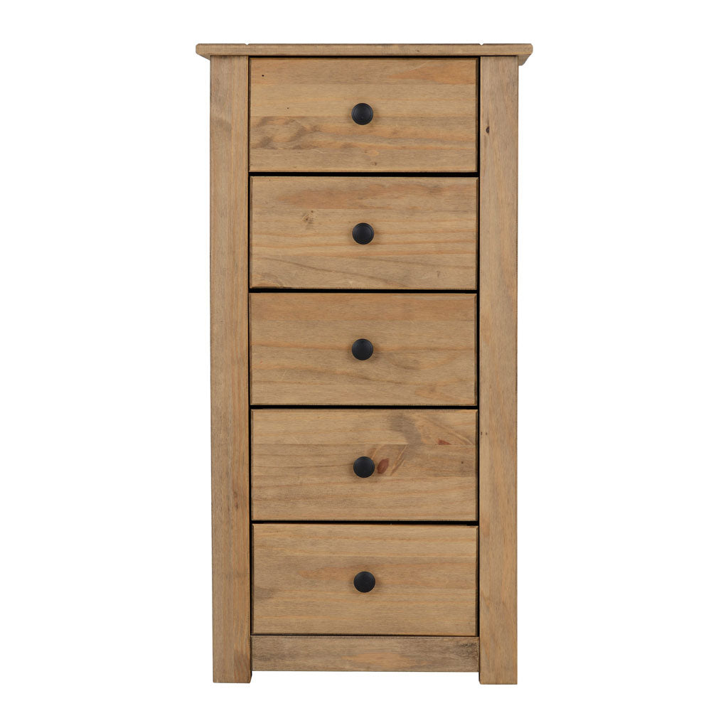 Wooden Chest Of 5 Drawers Narrow - Panama