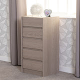 Wooden Chest Of 5 Drawers Narrow - Paris