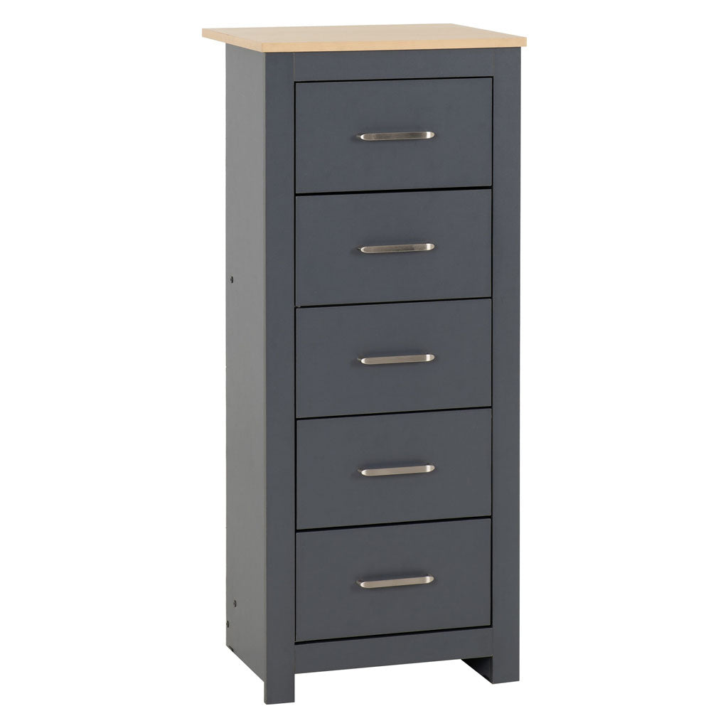 Wooden Chest Of 5 Drawers Narrow - Portland