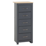 Wooden Chest Of 5 Drawers Narrow - Portland