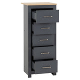 Wooden Chest Of 5 Drawers Narrow - Portland