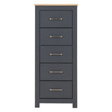 Wooden Chest Of 5 Drawers Narrow - Portland