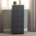 Wooden Chest Of 5 Drawers Narrow - Portland