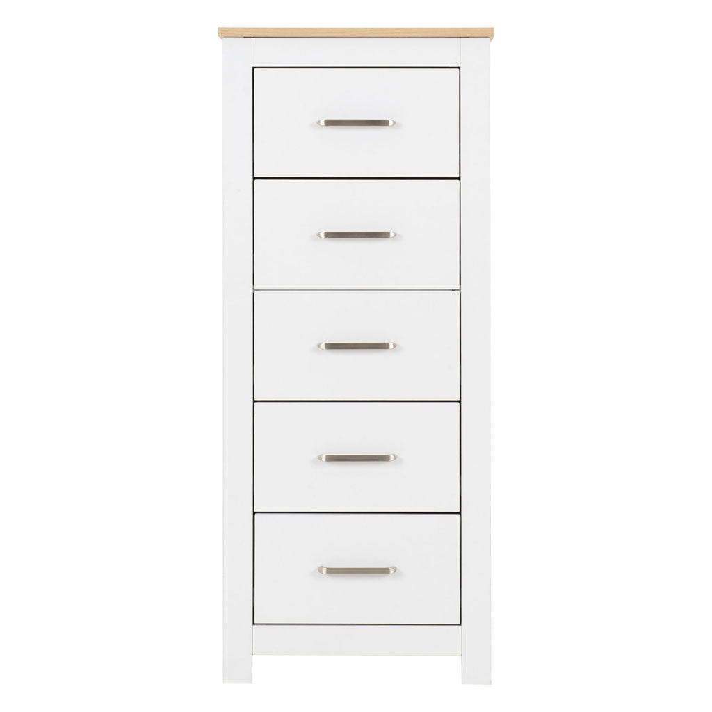 Wooden Chest Of 5 Drawers Narrow - Portland
