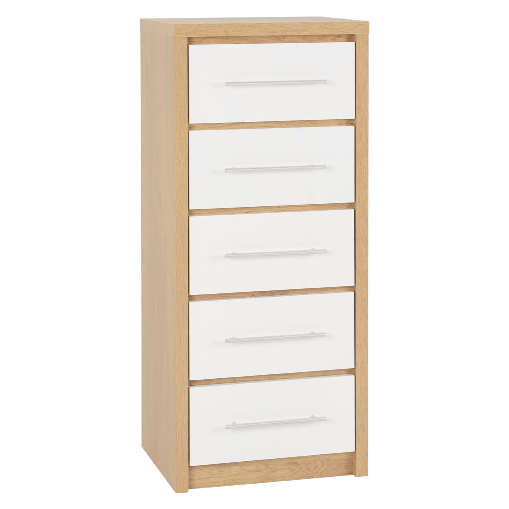 Wooden Chest Of 5 Drawers Narrow - Seville