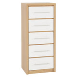 Wooden Chest Of 5 Drawers Narrow - Seville