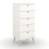 Wooden Chest Of 5 Drawers Narrow With Plastic Legs - Augusta
