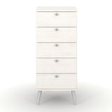 Wooden Chest Of 5 Drawers Narrow With Plastic Legs - Augusta