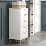 Wooden Chest Of 5 Drawers Narrow With Plastic Legs - Augusta