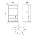Wooden Chest Of 5 Drawers - Paris