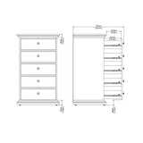 Wooden Chest Of 5 Drawers - Paris