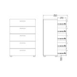 Wooden Chest Of 5 Drawers - Pepe