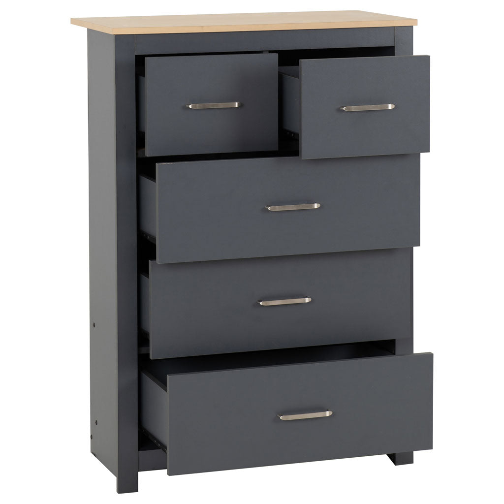 Wooden Chest Of 5 Drawers - Portland