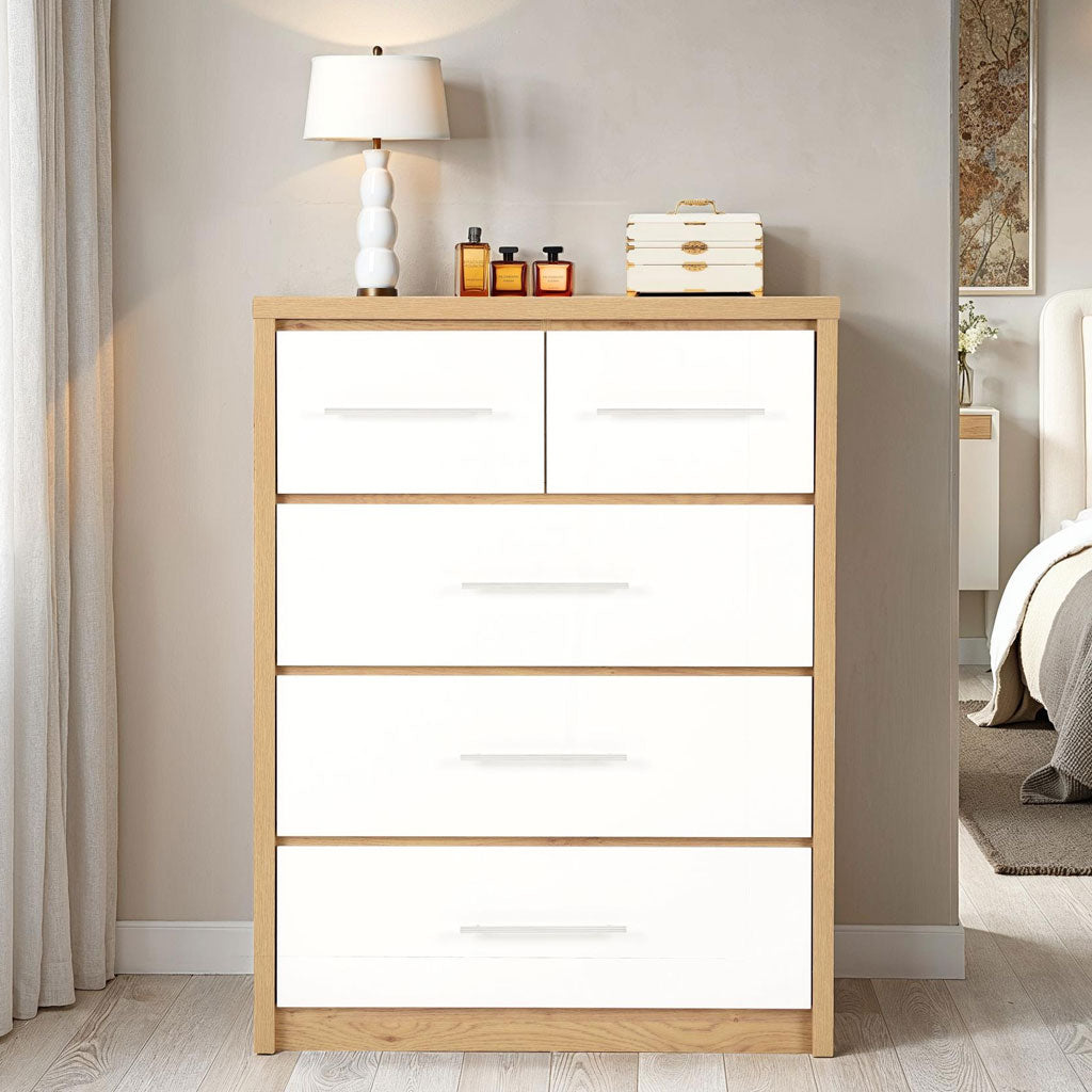 Wooden Chest Of 5 Drawers - Seville