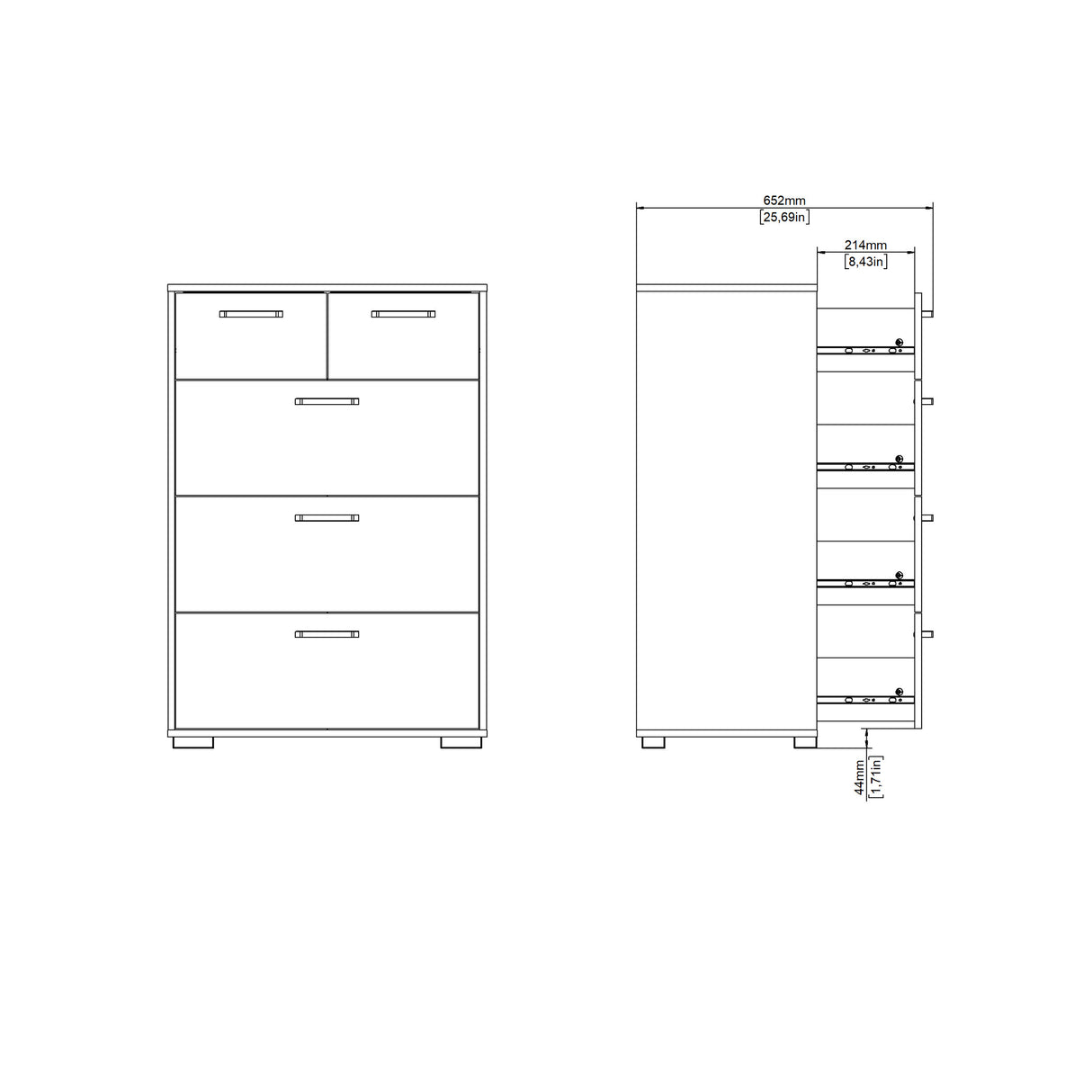 Wooden Chest Of 5 Drawers - Sofia