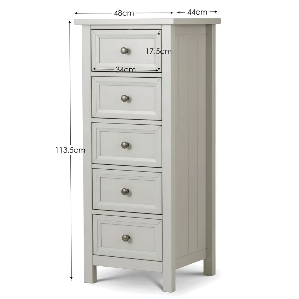 Wooden Chest Of 5 Drawers Tall - Maine