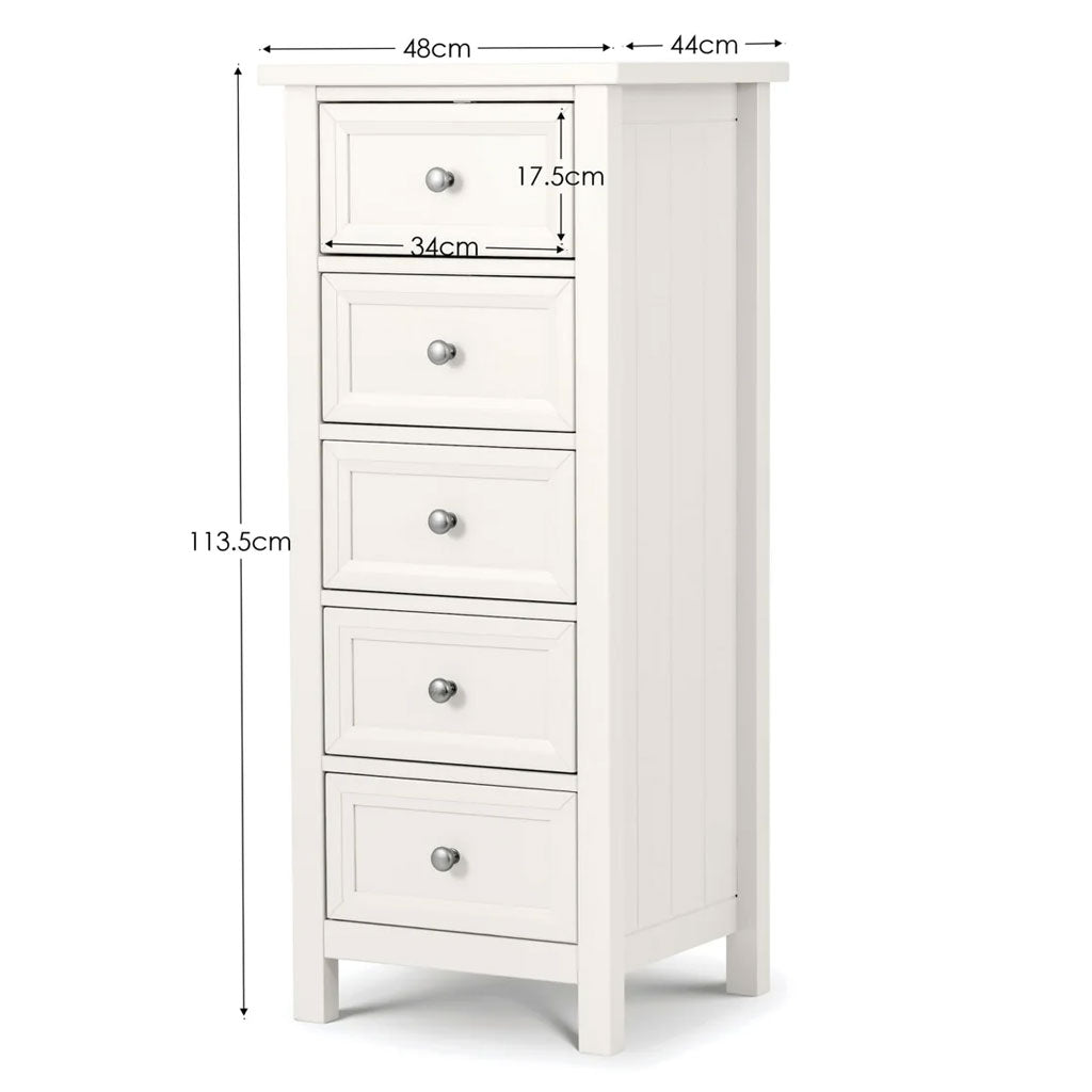 Wooden Chest Of 5 Drawers Tall - Maine