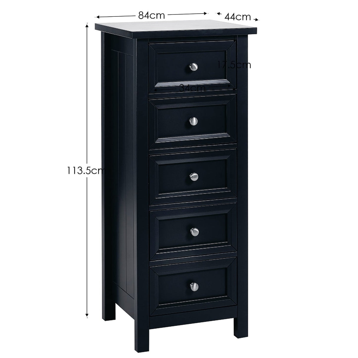 Wooden Chest Of 5 Drawers Tall - Maine