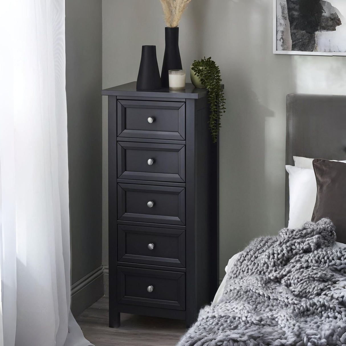 Wooden Chest Of 5 Drawers Tall - Maine