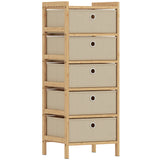 Wooden Chest Of 5 Fabric Drawers 33cm Wide - Velmora