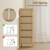 Wooden Chest Of 5 Fabric Drawers 33cm Wide - Velmora