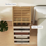 Wooden Chest Of 5 Fabric Drawers 33cm Wide - Velmora