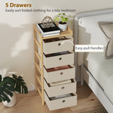 Wooden Chest Of 5 Fabric Drawers 33cm Wide - Velmora