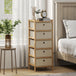 Wooden Chest Of 5 Fabric Drawers 33cm Wide - Velmora