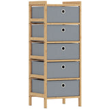 Wooden Chest Of 5 Fabric Drawers 33cm Wide - Velmora
