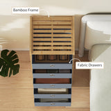 Wooden Chest Of 5 Fabric Drawers 33cm Wide - Velmora