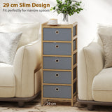 Wooden Chest Of 5 Fabric Drawers 33cm Wide - Velmora