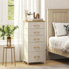 Wooden Chest Of 5 Fabric Drawers 45cm Wide With Steel Frame And Handle - Velmora