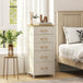 Wooden Chest Of 5 Fabric Drawers 45cm Wide With Steel Frame And Handle - Velmora