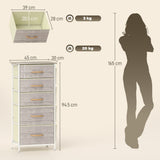 Wooden Chest Of 5 Fabric Drawers 45cm Wide With Steel Frame And Handle - Velmora