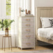 Wooden Chest Of 5 Fabric Drawers 45cm Wide With Steel Frame And Handle - Velmora